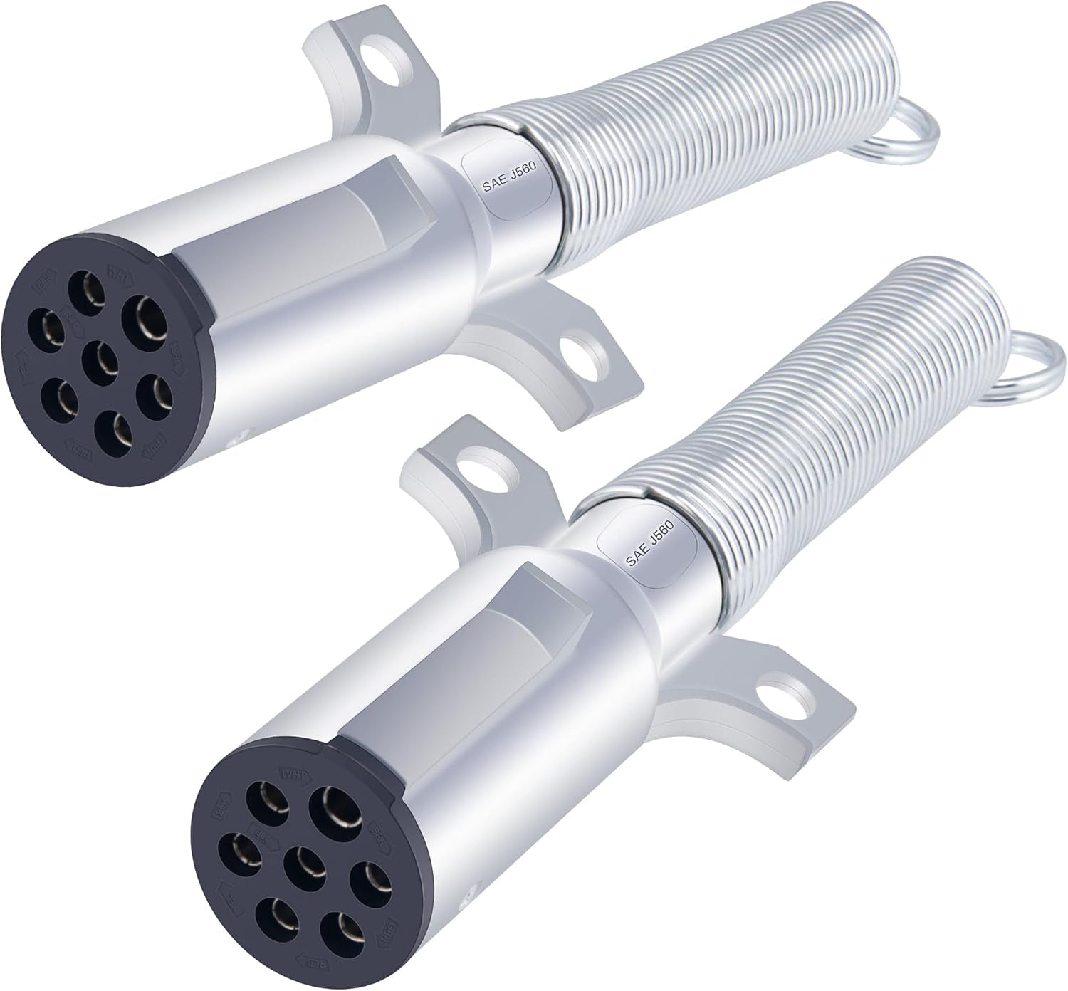 7 Way Trailer Plug Set,  7 Way Replacement Plug, Heavy Duty Die Cast Plug Assembly - with Spring Guard, 7 Pin Plug for Semi Truck Tractor Trailer - 2PCS TRUCK DRIVER