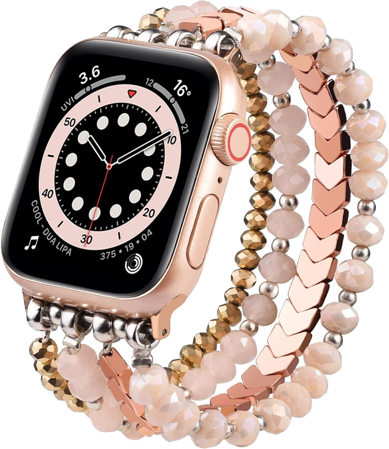 Beaded Bracelet Compatible with Apple Watch Band 38Mm/40Mm/41Mm/42Mm（Series 10） 9/8/7/SE/6/5/4/3/2/1 Women Fashion Handmade Elastic Stretch Strap for Iwatch Bands Replacement