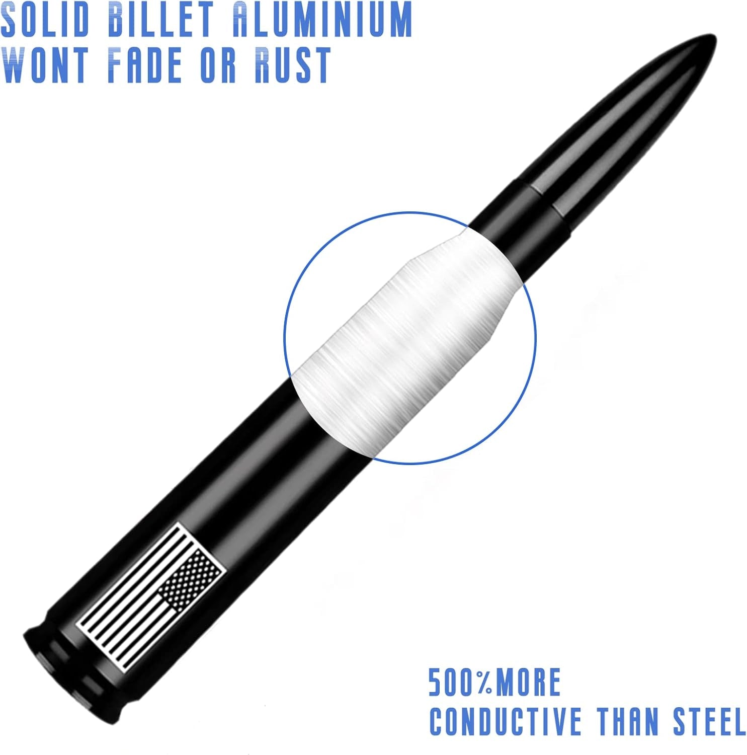 American Flag Car Truck Antenna with Valve Stem Caps, Universal Mast for GM Chevy Silverado 1500 2500 3500 HD Avalanche Ford F150 F250 F350 Denali Heavy Duty Pickup Trucks Accessories (Black)