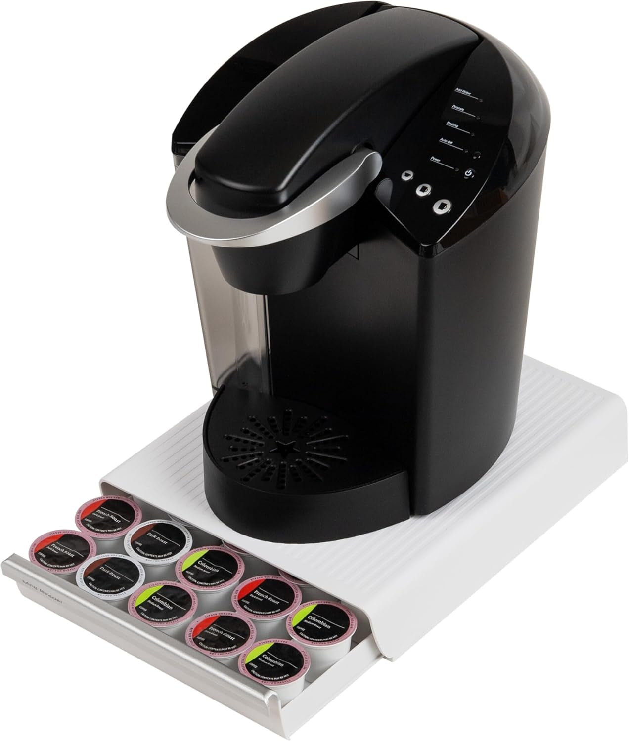 Single Serve Coffee Pod Drawer, 30 Pod Capacity, Countertop Organizer, 10.5"L X 12.75"W X 2.5"H, White