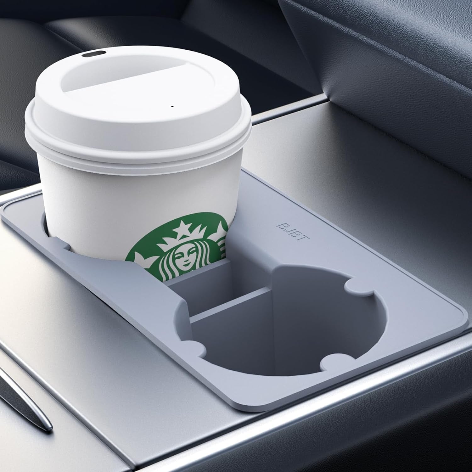 For Tesla Model Y Model 3 Cup Holder Insert,2 in 1 Cup Holder for Model 3 Model Y 2021-2023,Model Y Model 3 Cup Holder with Storage Compartment_Black