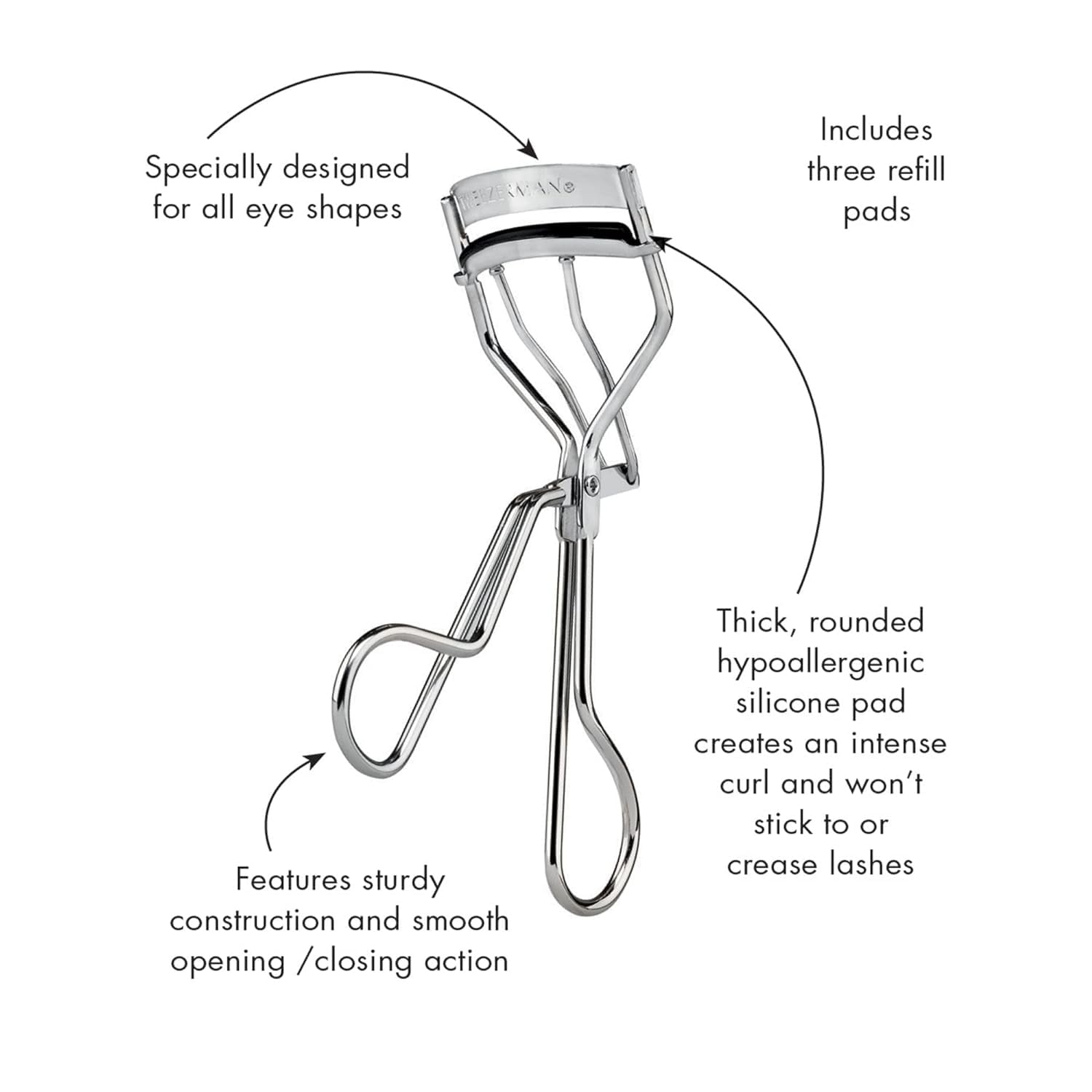 Classic Eyelash Curler Model No. 1034-R, Stainless Steel