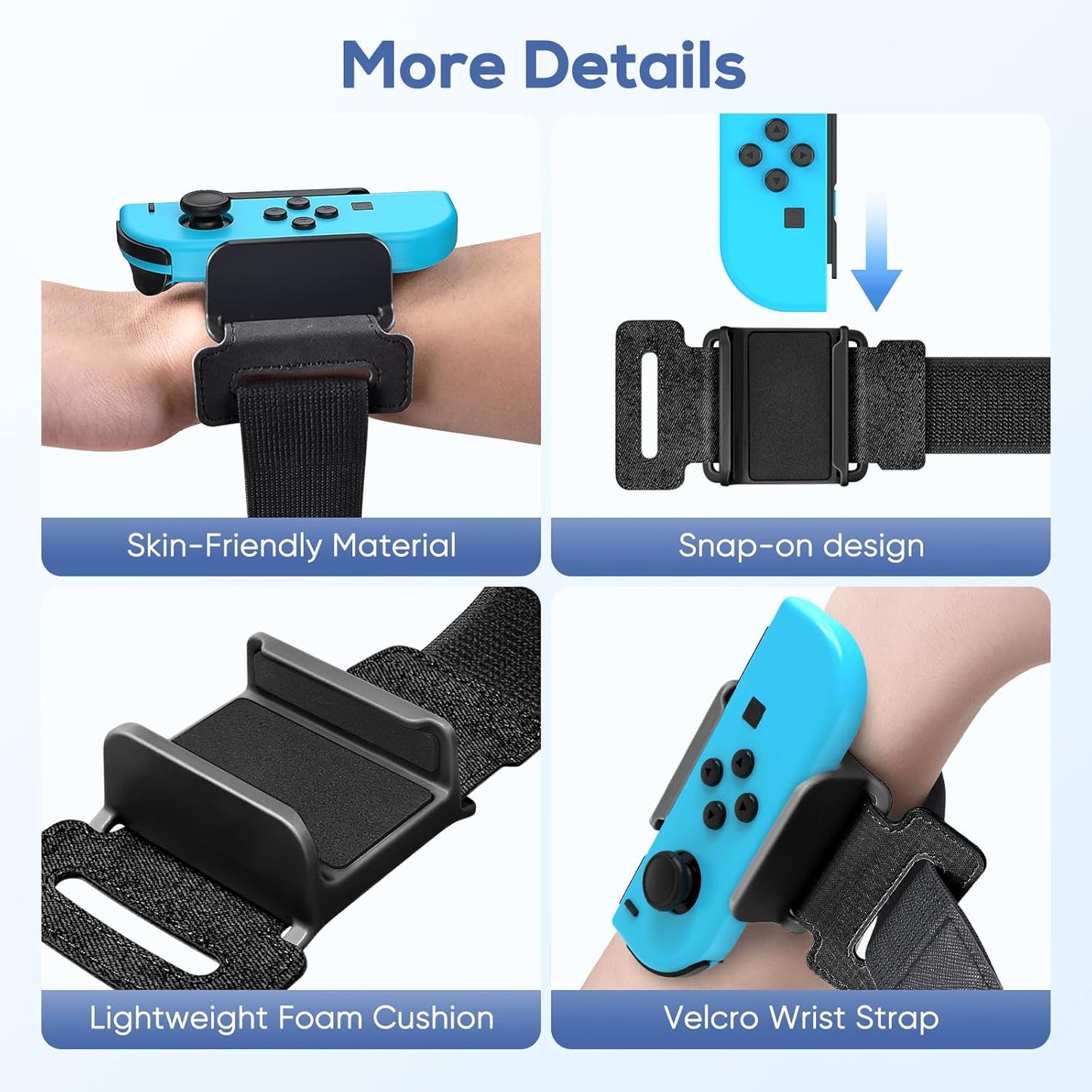 Wrist Bands for Nintendo Switch Just Dance 2025 2024 2023 & Zumba Burn It Up, Adjustable Elastic Straps for Switch & Switch OLED Joy Con Controller, 2 Pack Wristbands for Kid and Adult - Black