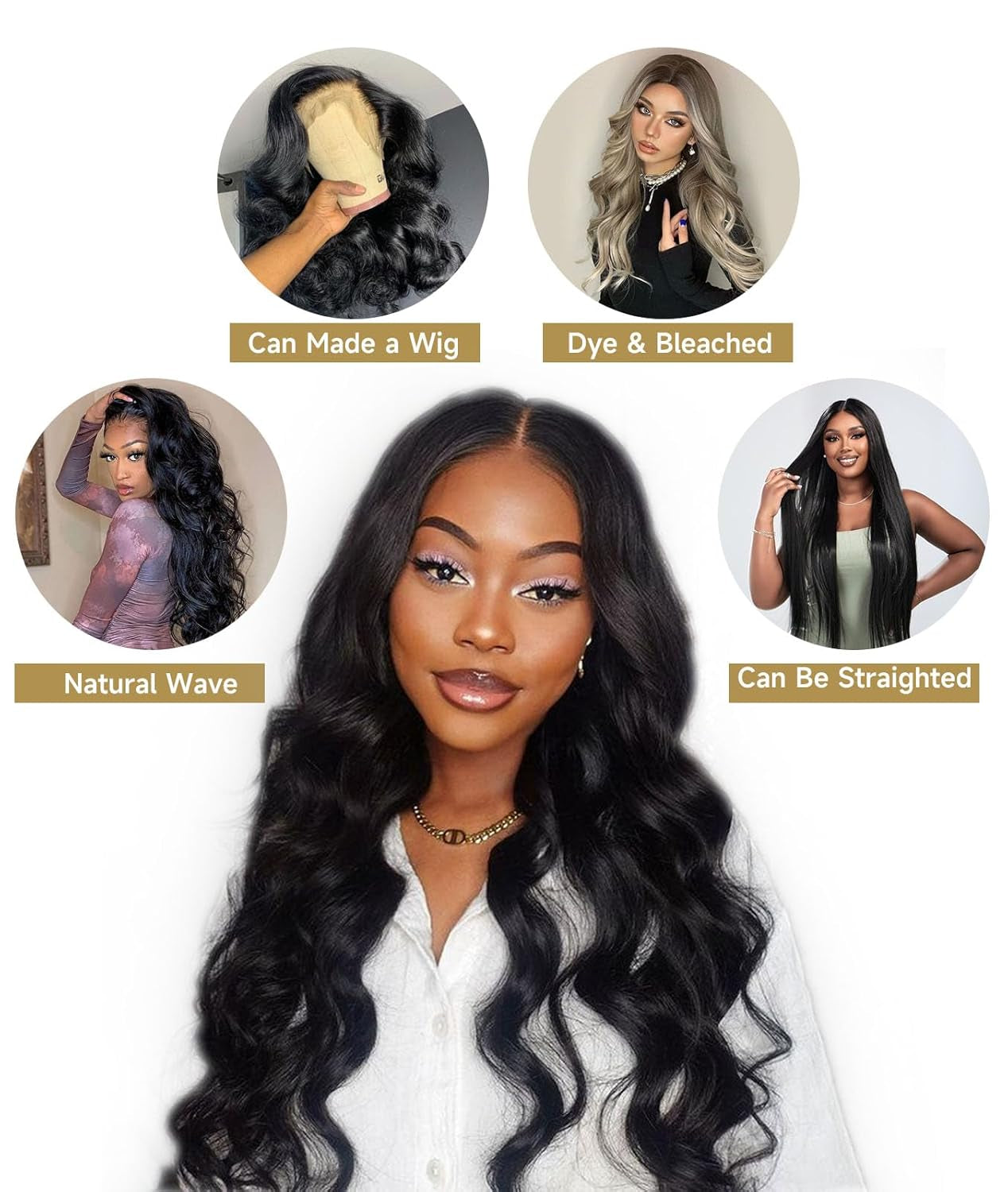 Bundles Human Hair Body Wave 20 22 24 Inch 3 Bundles Body Wave Bundles Human Hair 16A 100% Unprocessed Brazilian Virgin Hair Hair Extensions Weave Human Hair Raw Bundles Natural Black