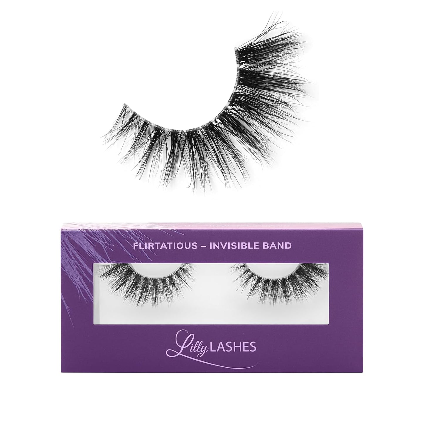 Sheer Band, False Eyelashes W/Invisible Band Lashes, False Lashes Natural Look, Wispy Lashes Style, Clear Band Lashes, Reusable Eyelashes 20X, Lash Glue Not Included, 13.5Mm (Persuasive)