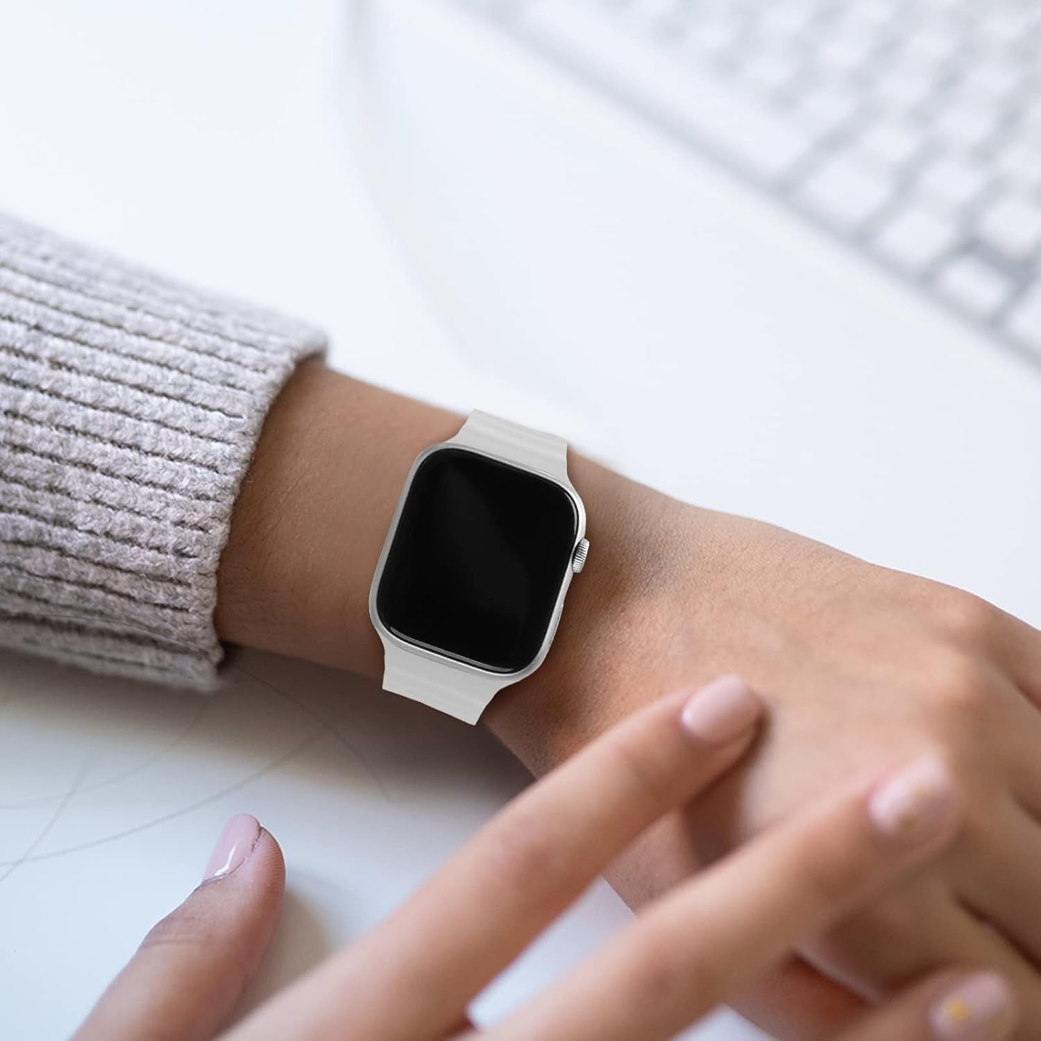Silicone Elastic Ocean Bands Compatible with Apple Watch 38Mm 40Mm 41Mm 42Mm 44Mm 45Mm, Replacement Sport Breathable Strap Wristbands for Iwatch Series SE 8/7/6/5/4/3/2/1 Women Men