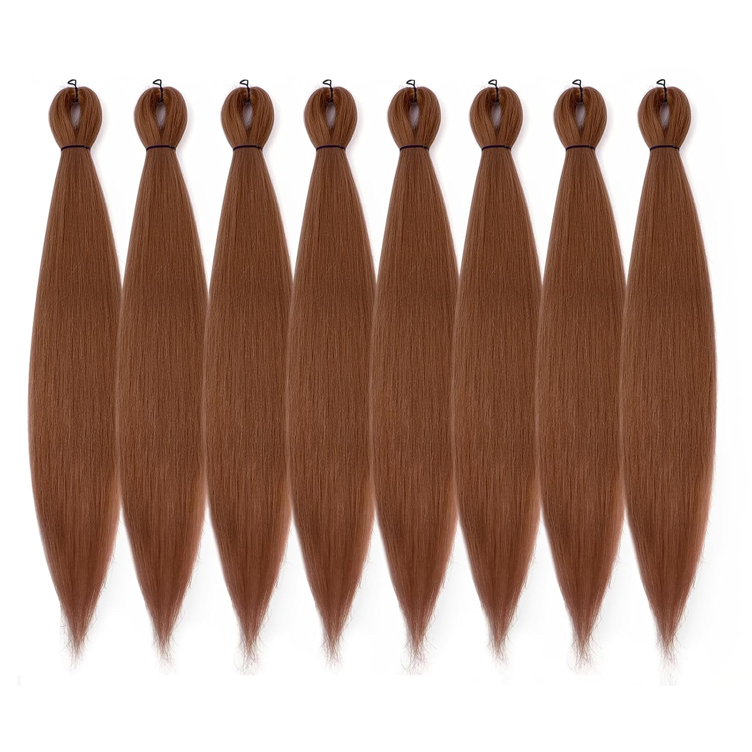 Pre-Stretched Braiding Hair - 16 Inch 8 Packs Brown Short Braiding Hair for Twist or Box Braids, Yaki Texture Hot Water Setting Synthetic Braiding Hair Extensions (16 Inch, #30-8P)