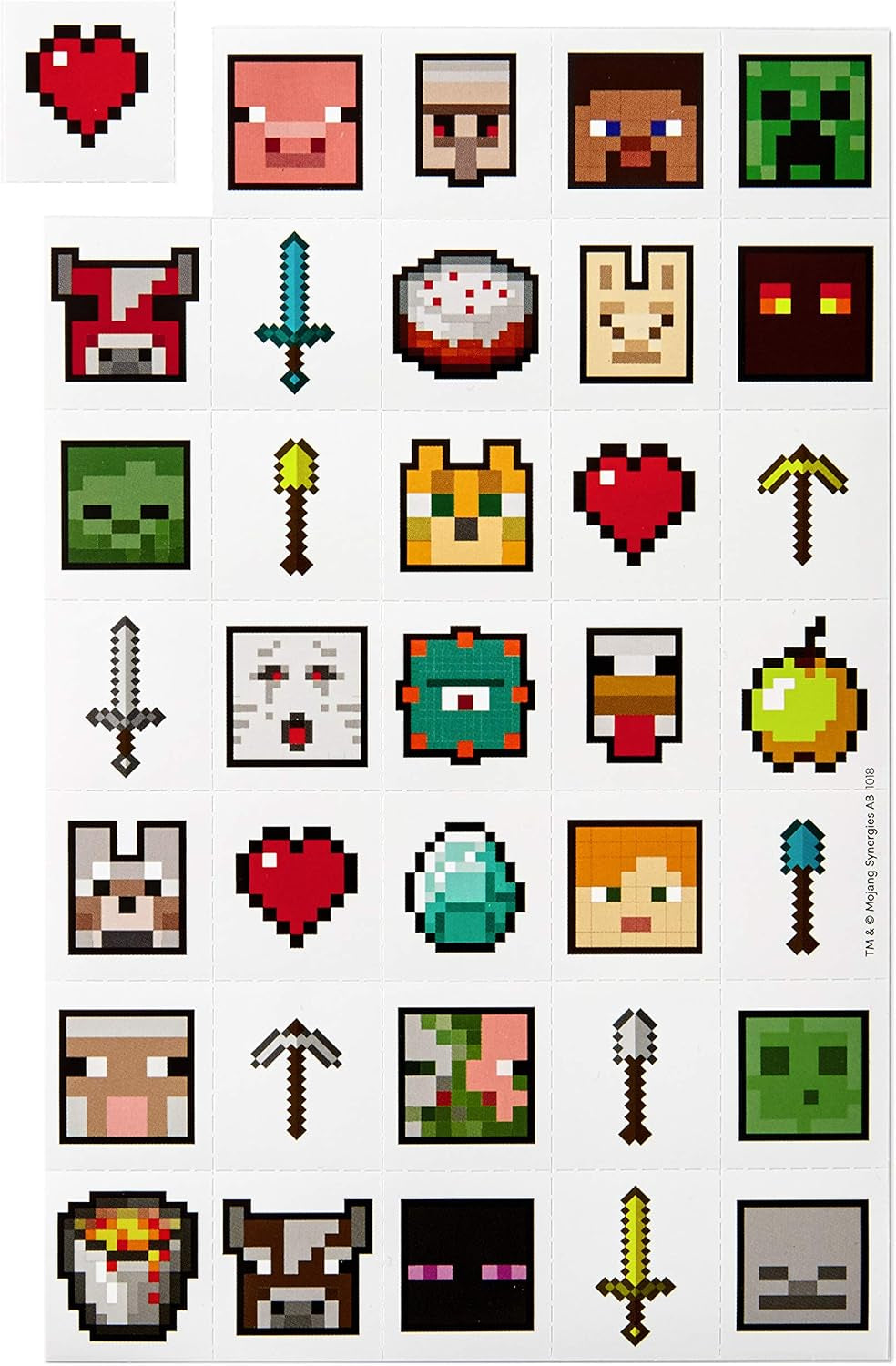 Minecraft Valentines Day Cards and Mailbox for Kids School Classroom Exchange (1 Box, 32 Valentine Cards, 35 Stickers, 1 Teacher Card)