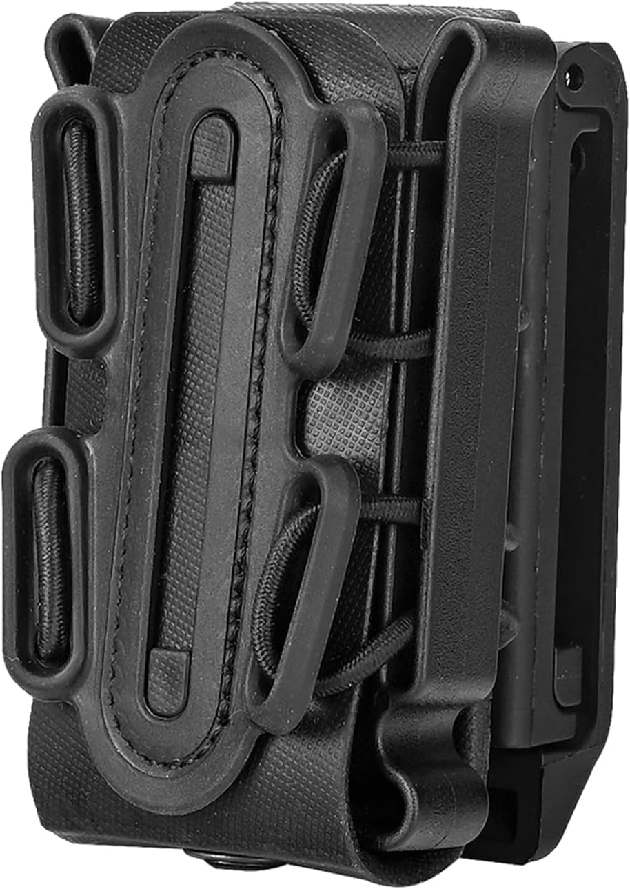 Pistol 9Mm Magazine Pouch Softshell Mag Holder Elastic Cord Retention Tactical Belt Clip Vest Mag Carrier Quick Pull Magazine Pouch