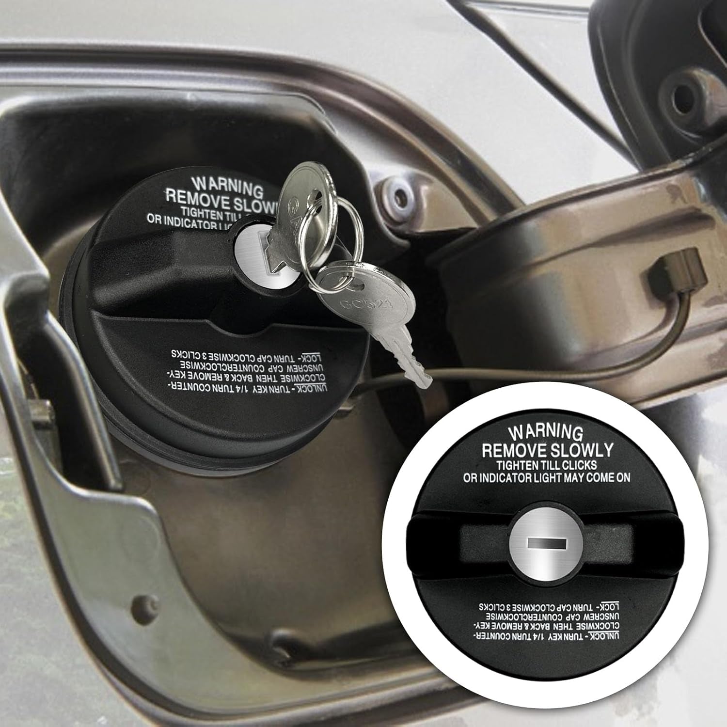 Locking Gas Cap Fuel Tank with Key, Gas Cap Lock Locking Fuel Cap Cover Compatible with Toyota 4Runner, Chevy Silverado 1500 2500 3500, Nissan GMC Honda Subaru Buick #10504 77300-47020