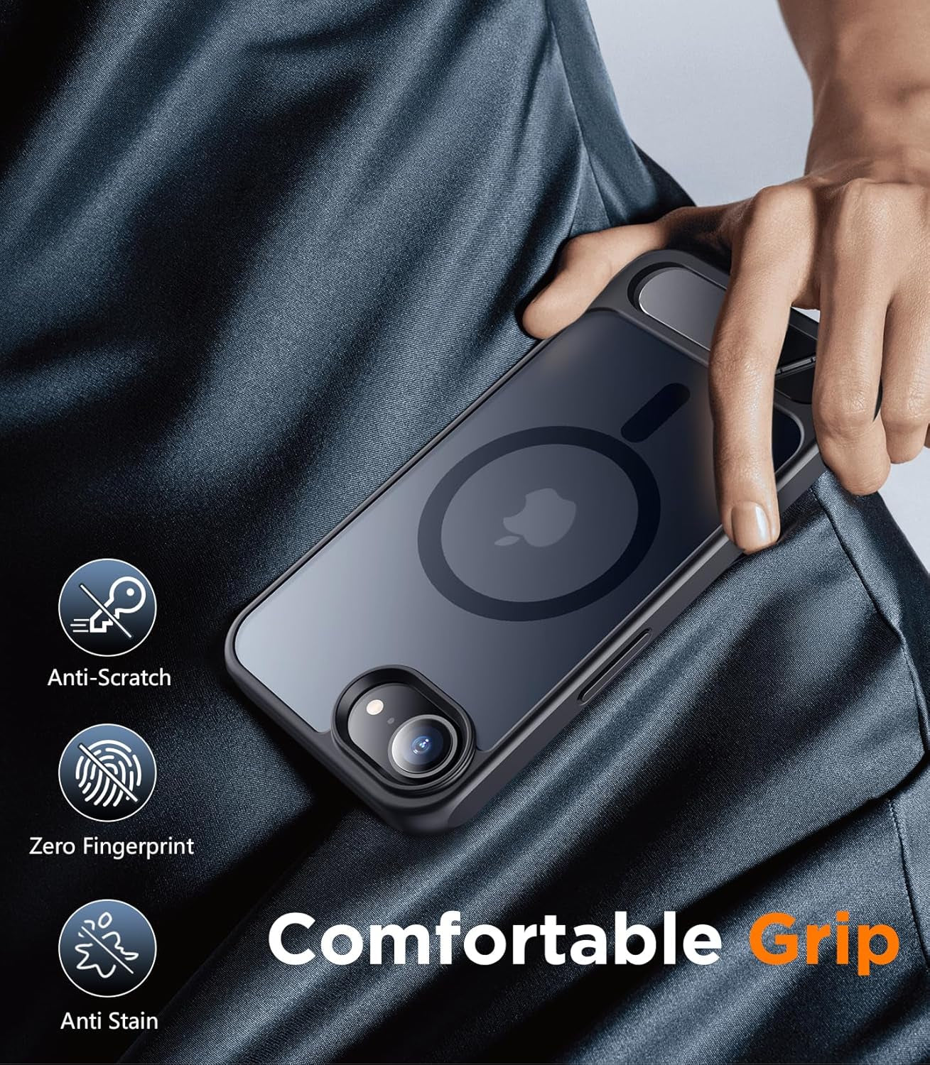 Magnetic Compatible with Iphone 16E Case, [Built-In Invisible Kickstand][Compatible with Magsafe][Military Grade Shockproof] Slim Translucent Matte Case for Iphone 16E 6.1" 2025