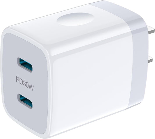 Samsung A16 5G USB C Charger Box 30W 2-Port Fast USB-C Power Adapter Android Phone Wall Charger Type C Charging Block for Samsung Galaxy S25 Ultra/S25 Plus/S24 FE/S23/S22/S21/S20/S10/Z Fold 6/A15/A55