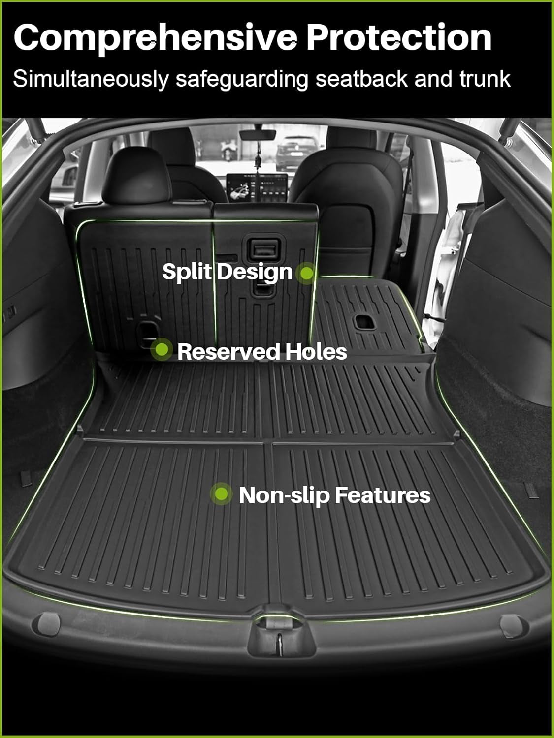 Tesla Model Y Floor Mats for 2025 2024 2023 2022 2021,  9PCS All Weather Full Set Cargo Liners Accessories, 3D TPE Odorless Floor Mat Trunk Frunk Rear Well Mats Custom for 5-Seater