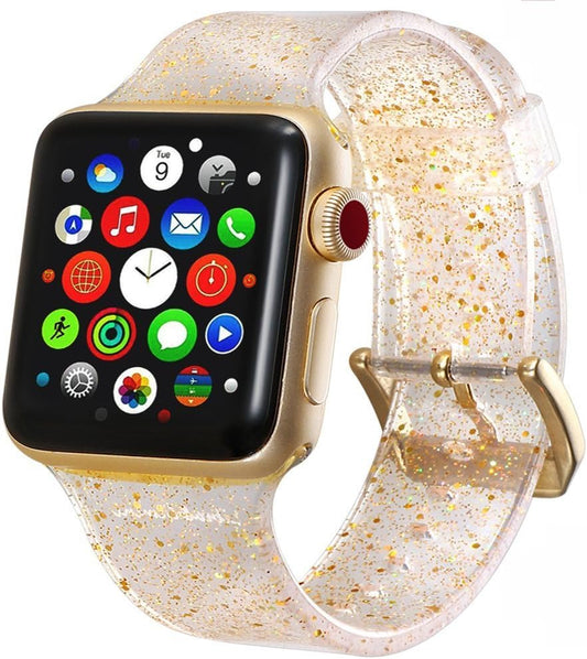 Compatible with Apple Watch Band, Women Transparent Clear Soft Cute Silicone Sports Iwatch Band Strap for Apple Watch Series 8/7/6/5/4/3/2/1/SE