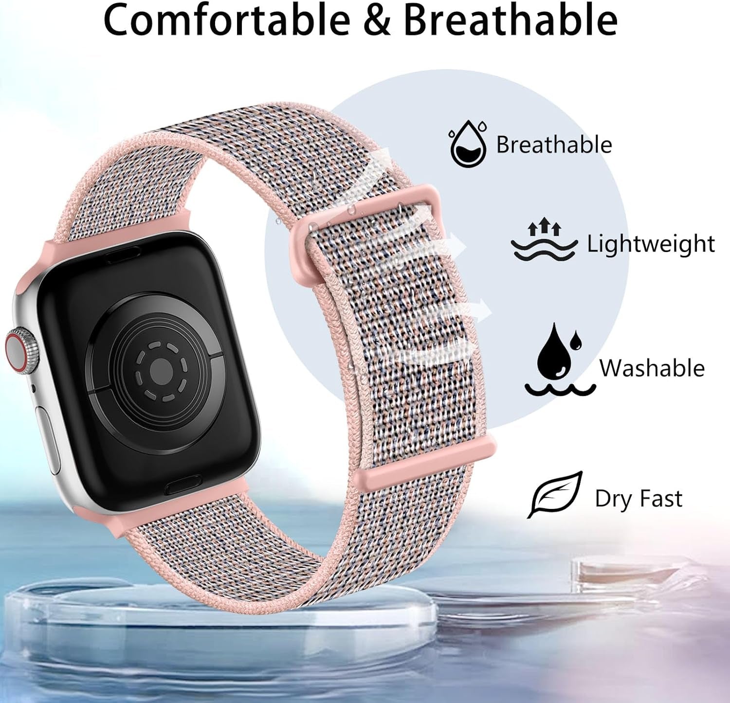 Soft and Breathable Sport Nylon Loop Strap Compatible with Apple Watch Bands 38/40/41MM, 42/44/45/49MM, Women Men Adjustable Straps Compatible with Iwatch Series SE 9/8/7/6/5/4/3/2Ultra 8Pack