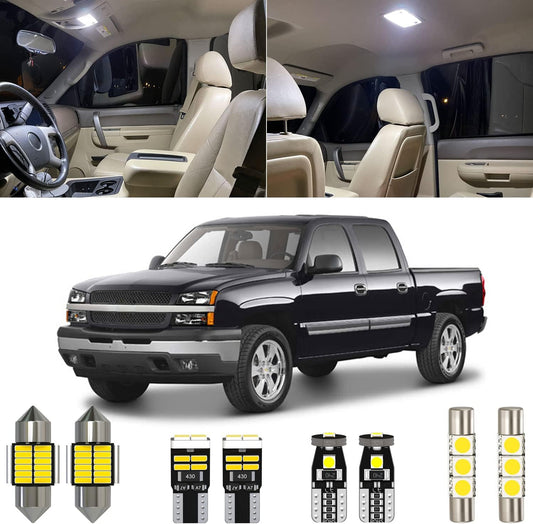 12 Piece 6000K White Interior LED Light Kit Package Replacement for Chevy Chevrolet Silverado/Gmc Sierra 1999 2000 2001 2002 2003 2004 2005 2006, with Placement Diagram and Install Tool