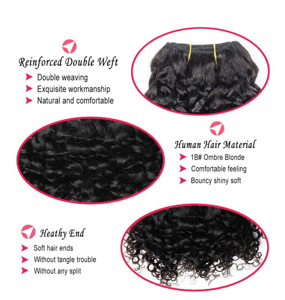Human Hair Bundles Kinky Curly Bundles Human Hair Curly Wave Hair 4 Bundles Human Hair 50 Gram/Bundle 8A Unprocessed Kinky Curly Wave Bundles (8 8 8 8 1B) …