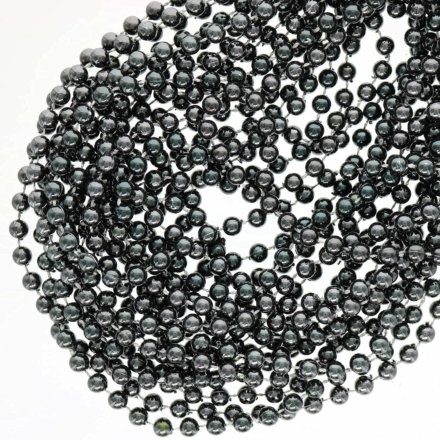 12Pc 33" Black Beads Necklace, Multi Colors Carnival Necklaces for Halloween Party, St. Patrick'S Day Costume Necklace