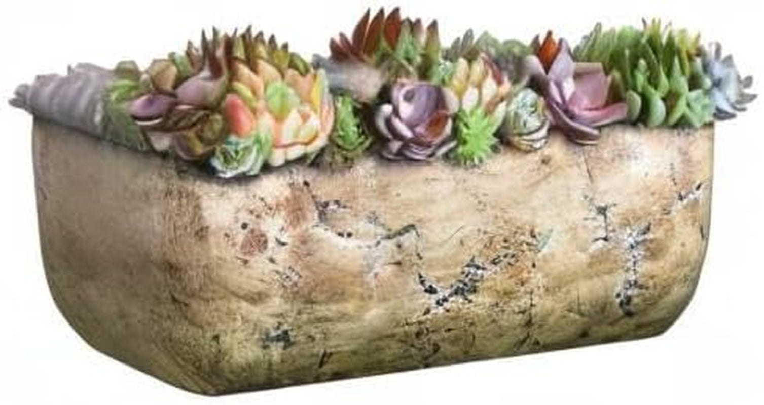 Cement Indoor Outdoor Planter with Drainage Hole, Dakota Trough Planter, Earth Moss Gray, Large, 8In