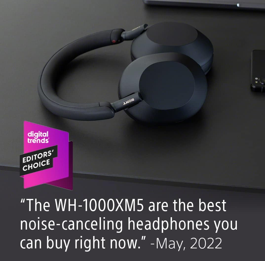 WH-1000XM5 the Best Wireless Noise Canceling Headphones, Made of Soft Fit Synthetic Leather, Integrated Processor V1, with 4 Beamforming Microphones, up to 30-Hour Battery Life, Midnight Blue