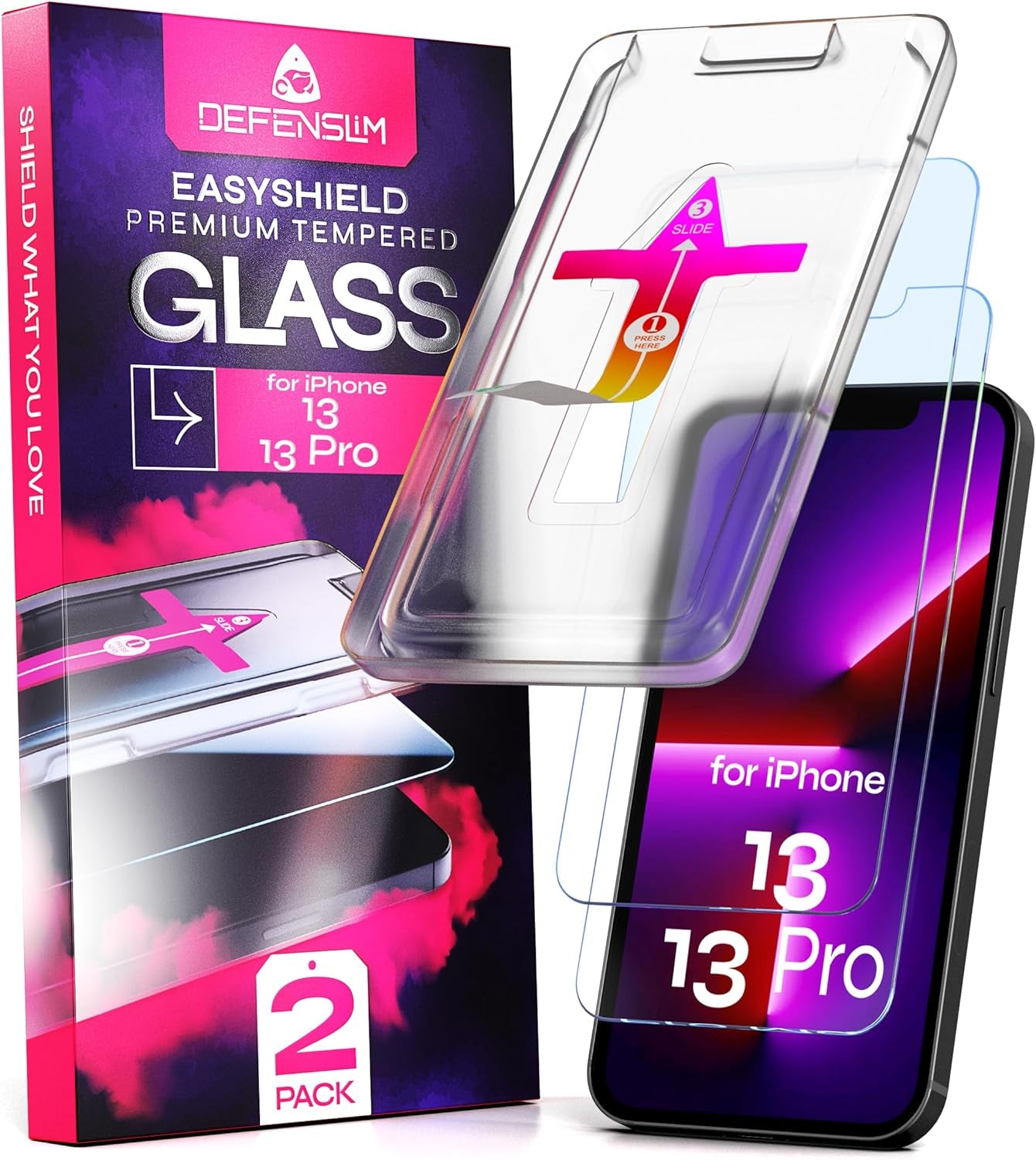 Screen Protector Compatible with Iphone 15/16 (2Pack), Easy Auto-Align Install Kit, 6.1" Tempered Glass, 9H Hardness, Ultra HD Clear, Case Friendly, Easyshield