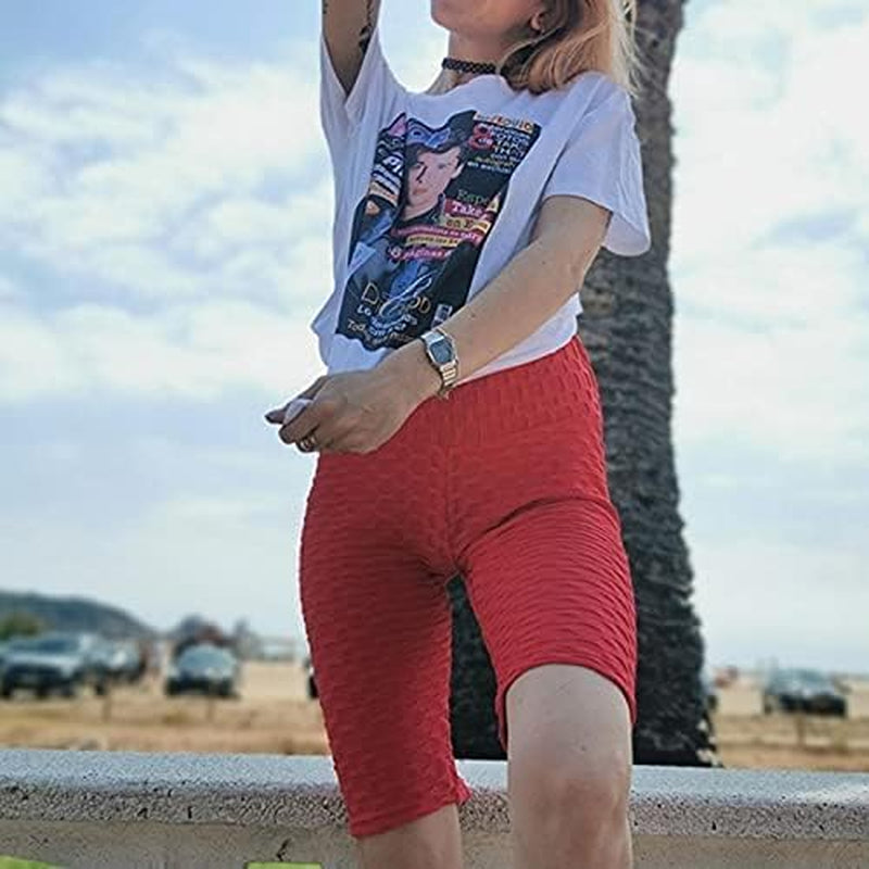 Women TIK TOK Leggings Shorts Butt Lift Scrunch Textured Leggings Workout Running Beach Hot Shorts