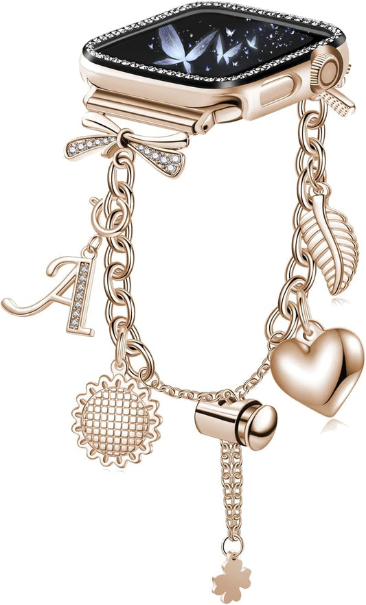 Compatible with Watch Bands 38Mm 40Mm 41Mm 42Mm 44Mm 45Mm,Adjustable Bling Bands with Charms for Watch Series 7/6/5/4/3/2/1/SE