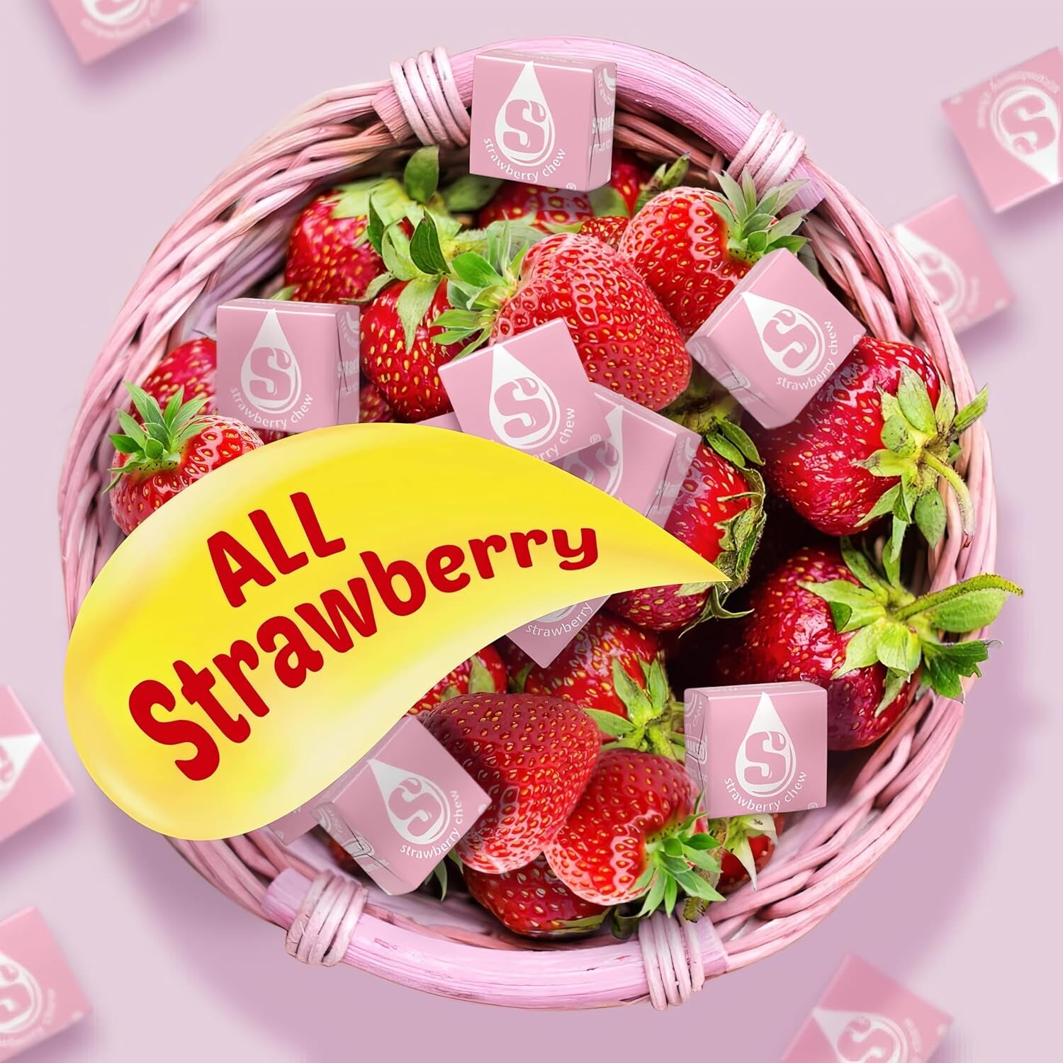 Strburst All Pink Chewy Candy -1 Pound Approx 90 Strawberry Candies - Bulk Candy Individually Wrapped Christmas Candy - Snacks for Kids and Adults - Pink Christmas Candy Bulk for Candy Buffet and Christmas Decoration