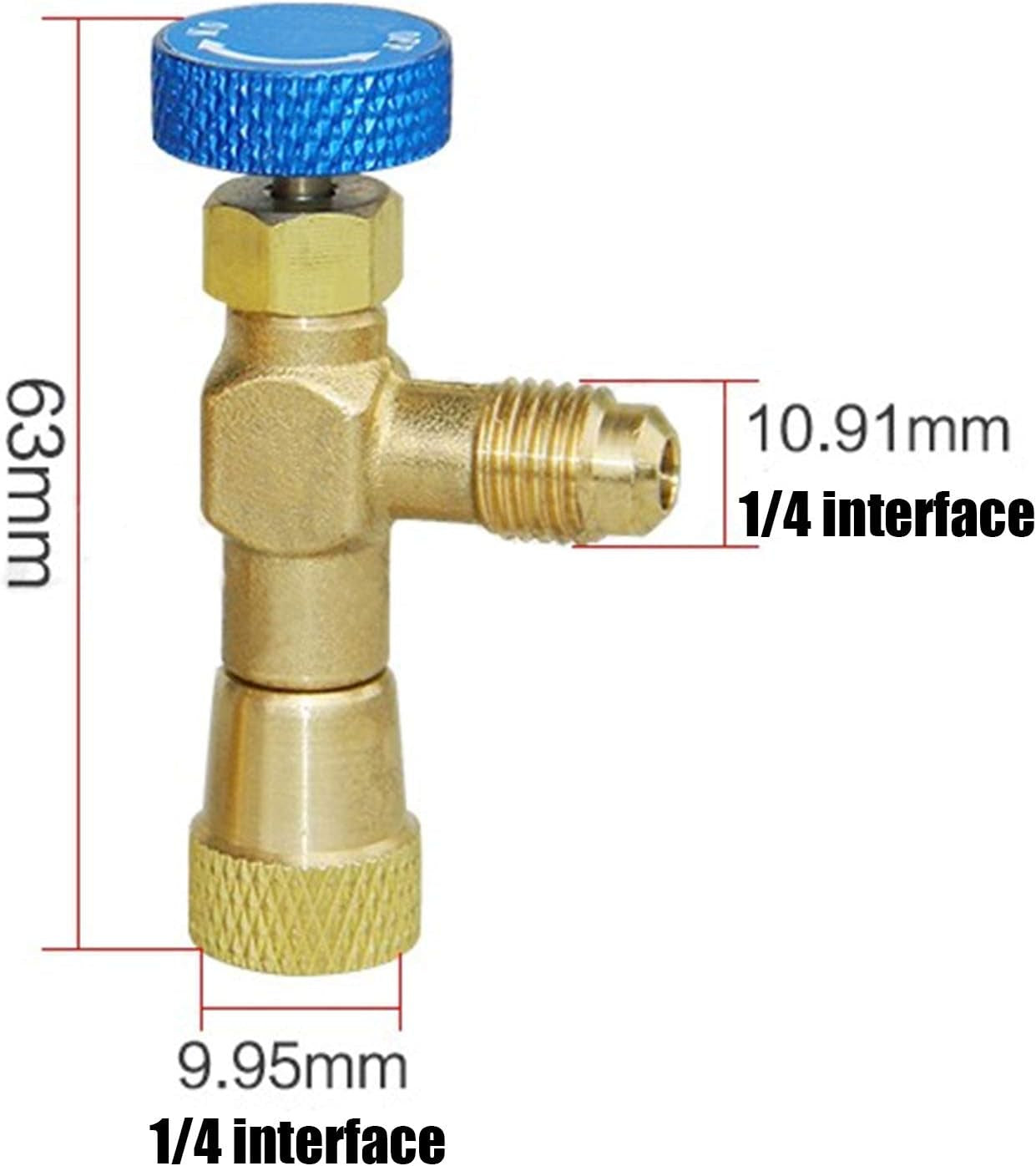 1/4 Brass R22 Refrigerant Can Bottle Tap Valve Opener Fluoride Tools, 1/4 SAE Thread