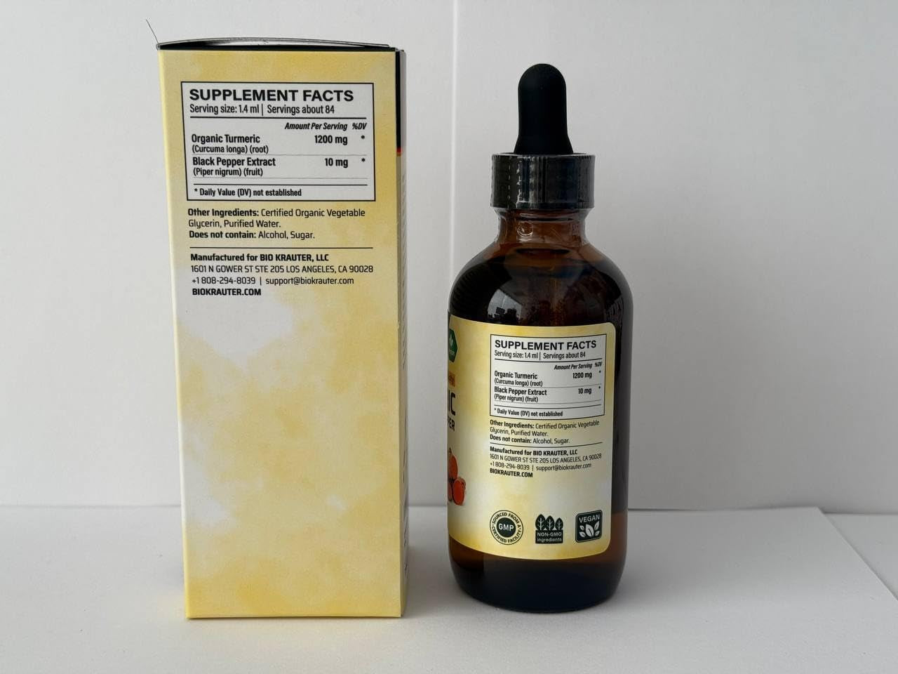 Turmeric Supplement Tincture - 1200 Mg Turmeric Curcumin with Black Pepper Extract - Alcohol and Sugar Free - Vegan Drops 4 Fl.Oz. TLBH