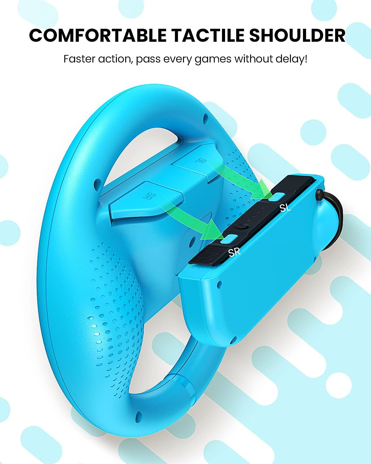 Steering Wheel Compatible with Nintendo Switch Wheel, Family Use Accessories Compatible with Switch Joycon Controllers, 2 Pack (Blue and Red)