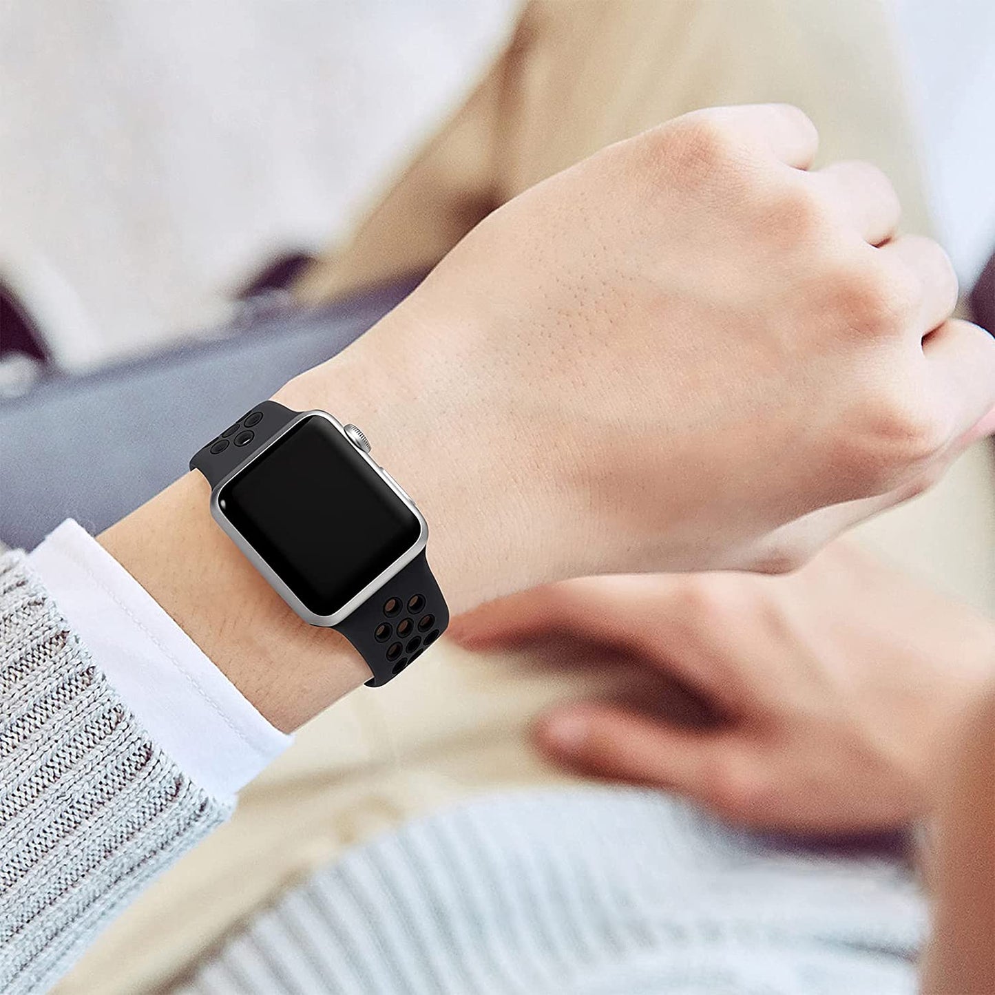 Sport Band Compatible with Apple Watch Band Ultra 49Mm 45Mm 44Mm 42Mm 41Mm 40Mm 38Mm for Men Women,Soft Silicone Breathable Strap Sport Band for Iwatch Ultra 2 SE Series 9 8 7 6 5 4 3 2 1