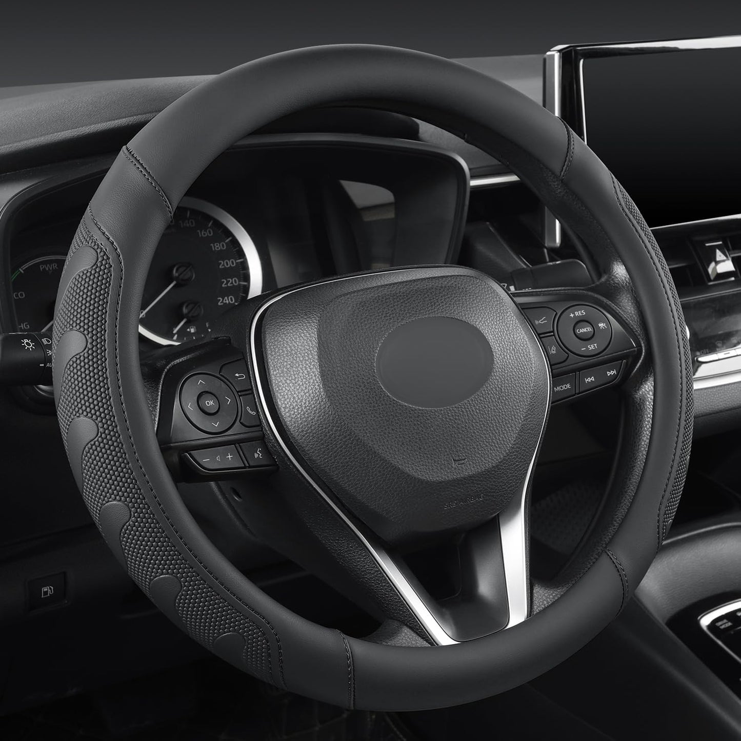 Steering Wheel Cover for Toyota, Auto Car Steering Wheel Cover for Toyota Highlander 4Runner Tacoma Corolla Camry - Black+Red Trim