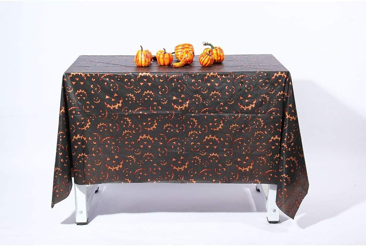 Halloween Tablecloth, 2PCS 54X108 Inch Disposable Table Cover, Rectangle Plastic Halloween Table Cloth for Hunted House Table Decoration, Black
