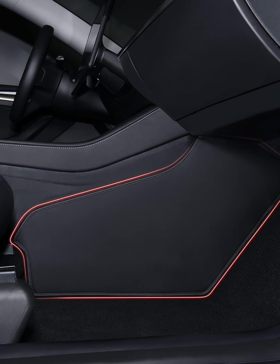 2024 Upgrade Center Console Side Anti-Kick Mats for Tesla Model Y 2020 2021 2022 2023 2024 Waterproof & Dust Resistant Protector Cover Leather Pad Model Y Interior Accessories 2PCS