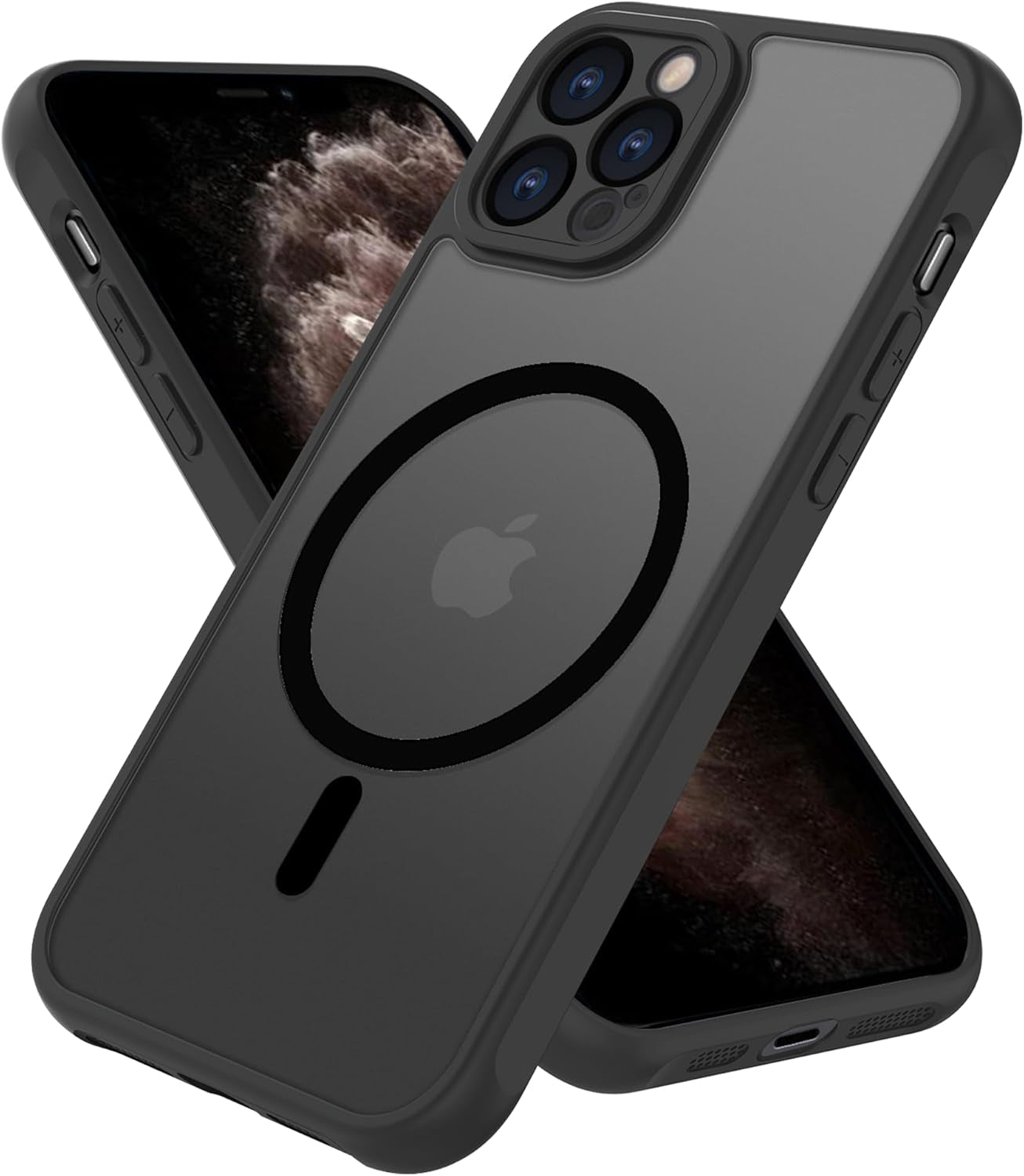 2025 New Magnetic for Iphone 16E Case,Compatible with Magsafe,Military Grade Drop Tested, Shockproof Matte Translucent Hard Back Slim Protective Case.Black Magnetic Circle.