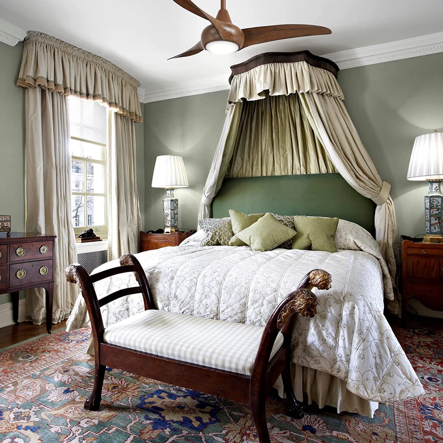 F845-DK Light Wave 44 Inch Ceiling Fan with LED Light and Remote Control, Brown Distressed Koa Finish