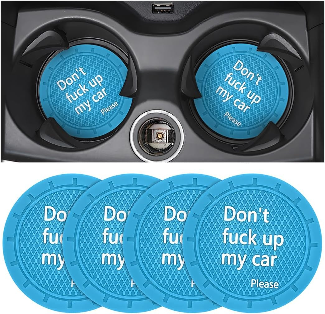 2 Pack Car Cup Holder Coasters, 2.75 Inch Non-Slip PVC Insert Cup Coaster, Anti-Scratch Auto Cup Mats for Women Men, Vehicle Interior Accessories Universal for Car, SUV, Truck (D Blue/2Pcs) TRUCK DRIVER