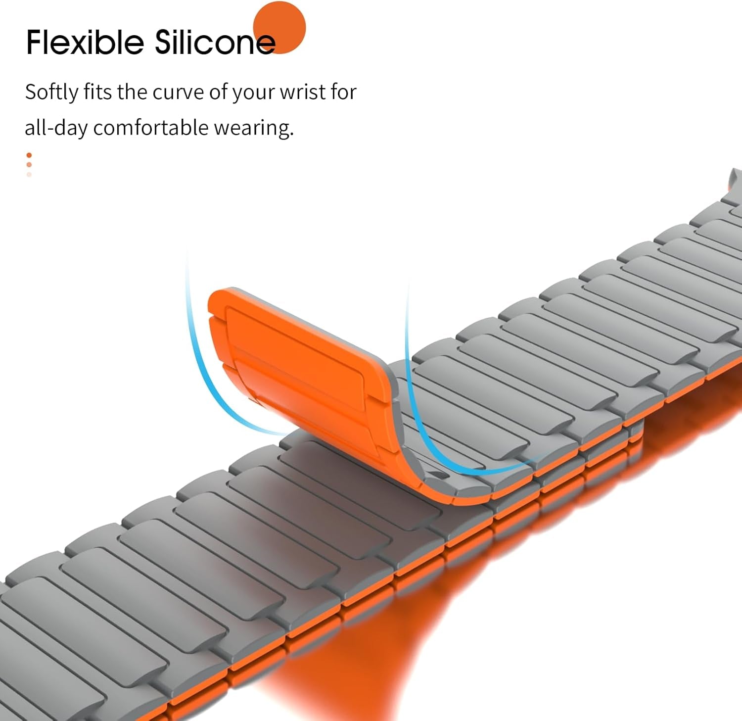 Magnetic Band Compatible with Apple Watch Bands 42/44/45/46/49Mm Men Women, Strong Magnet Link Sport Replacement Strap for Iwatch Ultra 2 Ultra SE2 SE Series 10 9 8 7 6 5 4 3 2 1, Gray/Orange