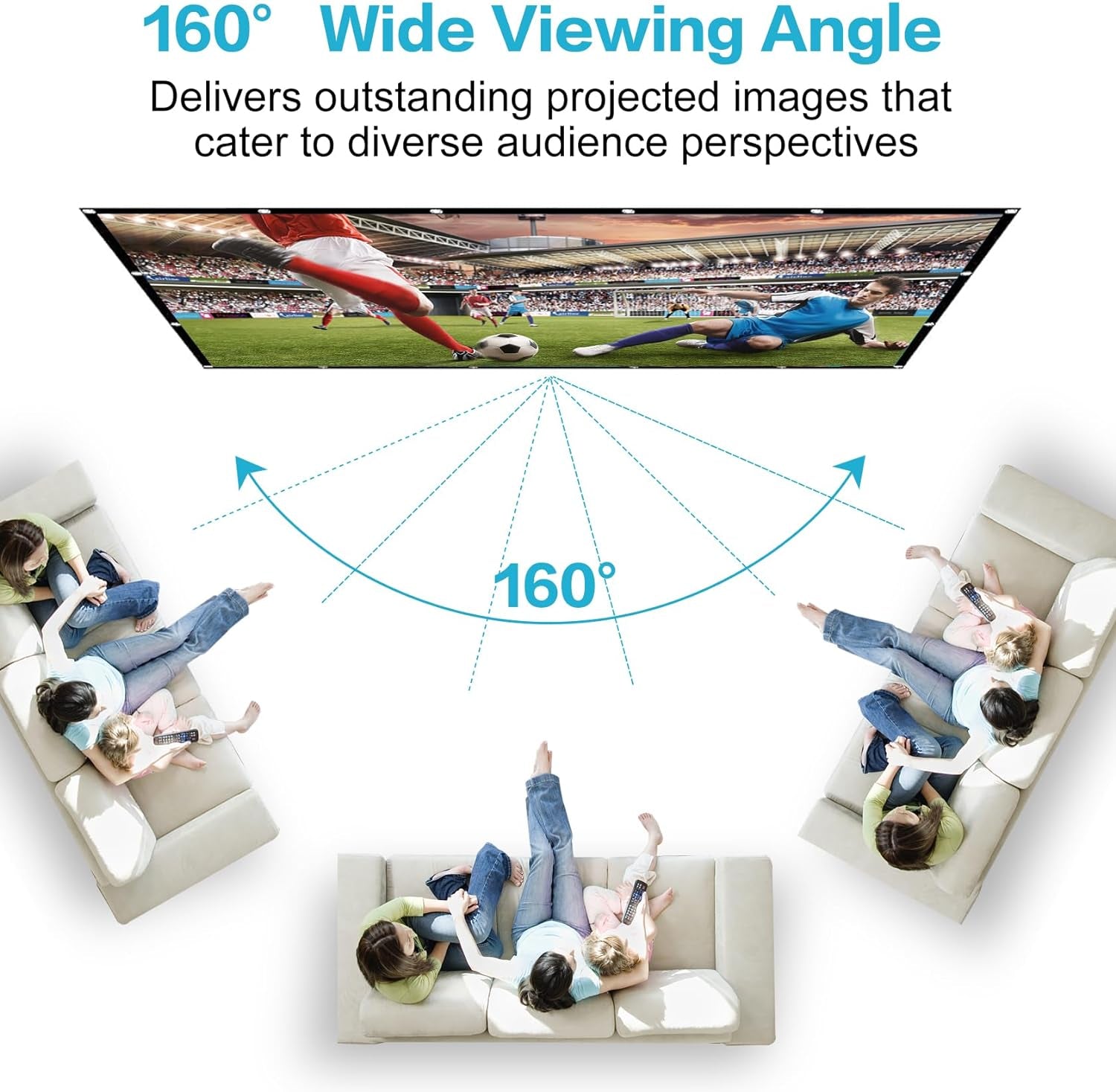 Projector Screen 120 Inch, Movie Projector Screen 16:9 Foldable and Portable Anti-Crease Indoor Outdoor Projection Double Sided Video Projector Screen for Home, Party, Office, Classroom