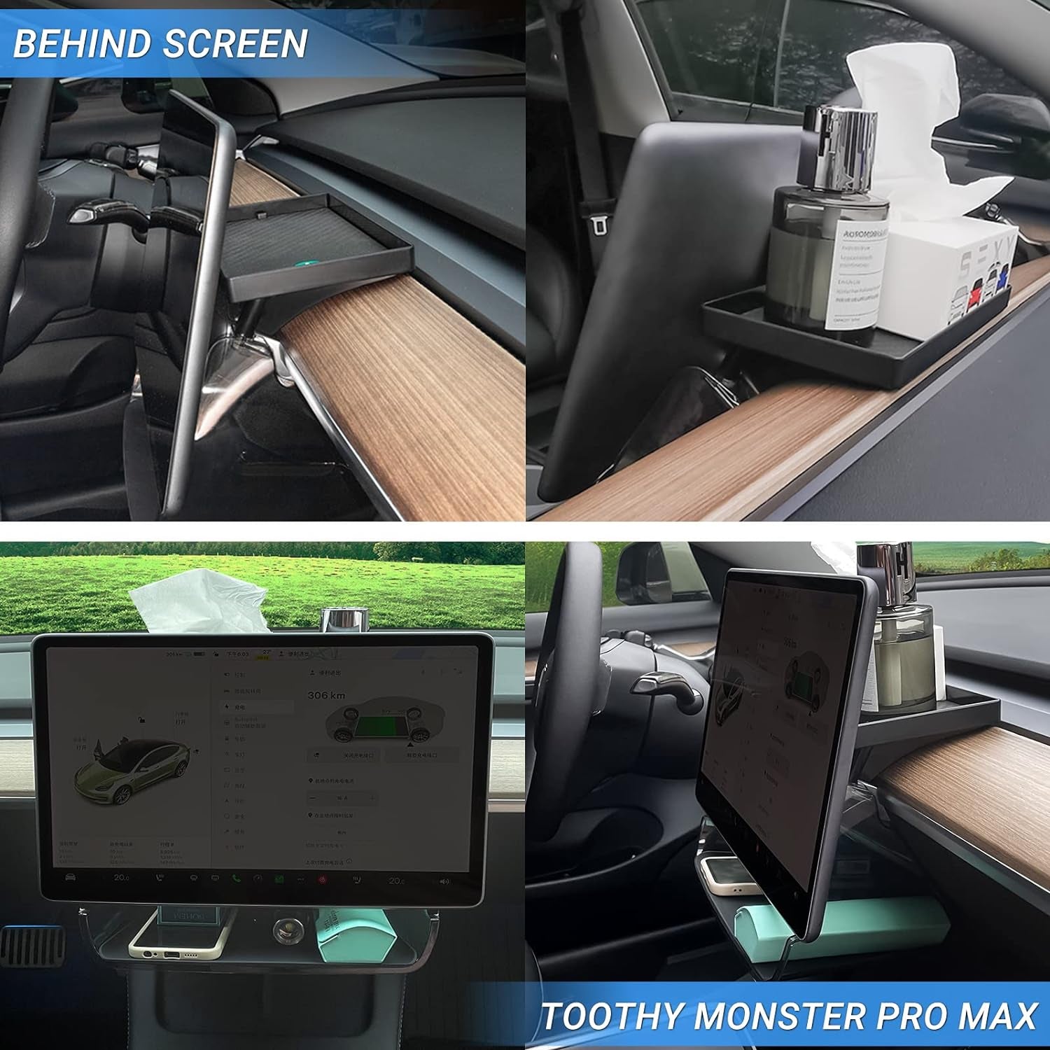 Under Screen Storage Organizer Model 3/Y Magnetic Center Console Organizer - Compatible with Tesla Model 3 2023-2017 Model Y Accessories 2024-2020 [Not Fit 2024 Model 3 Highland]
