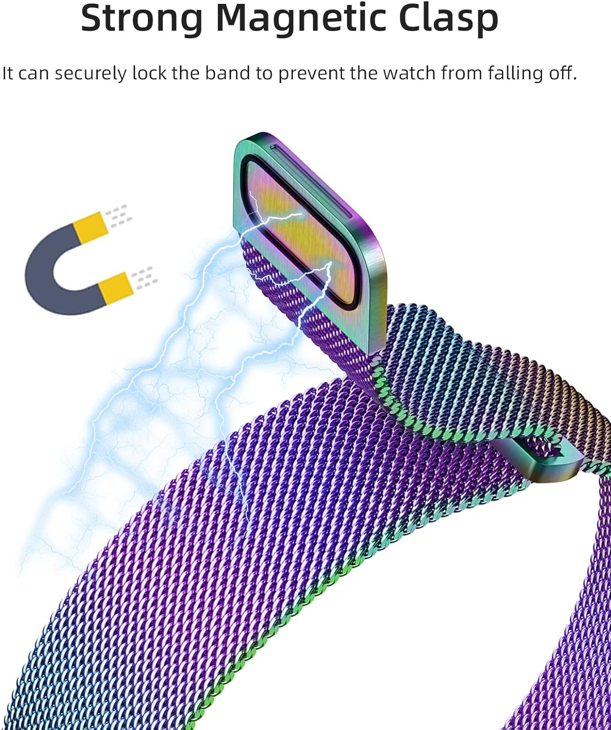 Magnetic Bands Compatible for Apple Watch Band 40Mm Women 38Mm 41Mm 42Mm 44Mm 45Mm 49Mm Men, Stainless Steel Mesh Metal Adjustable Sport Strap Wristband Iwatch Series 9 8 7 6 5 4 3 2 1 SE Ultra
