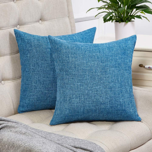 Set of 2 Pillow Covers Rustic Linen Decorative Square Throw Pillow Covers 18X18 Inch for Sofa Couch Decoration