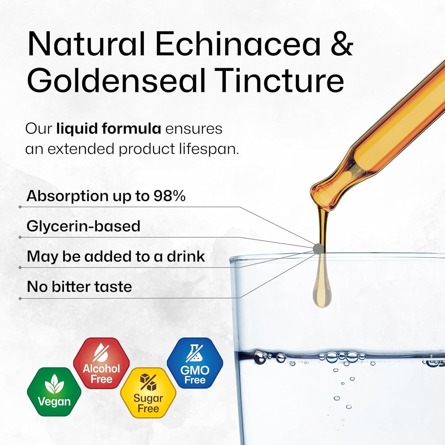 Echinacea and Goldenseal Root Liquid Extract - Natural Immune Support - Echinacea Drops with Goldenseal - Vegan, Alcohol & Sugar Free Tincture - 4 Fl.Oz. TLBH