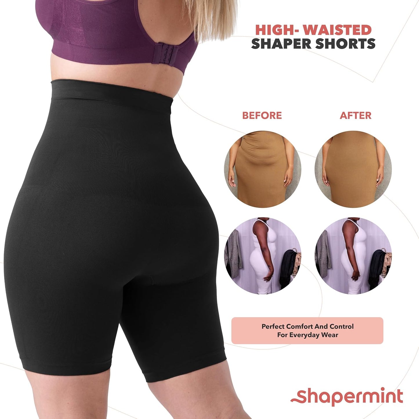 High Waisted Body Shaper Shorts Shapewear for Women Tummy Control Thigh Slimming Technology