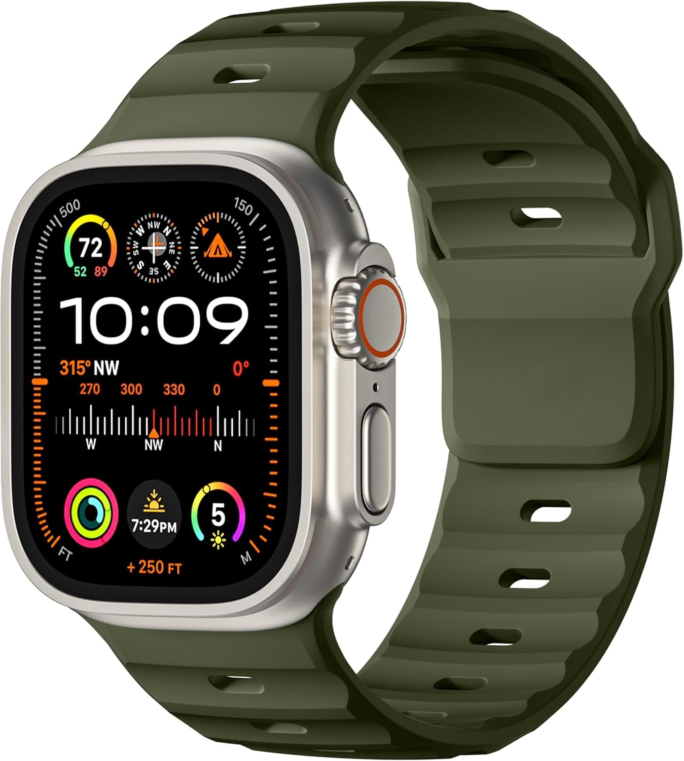 Sport Bands Compatible with Apple Watch Ultra 2/Ultra Band, Compatible with Apple Watch Bands for Men 49Mm 45Mm 44Mm 42Mm, Soft Silicone Waterproof Strap for Iwatch Series 9 8 7 6 5 4 SE 3 2 1
