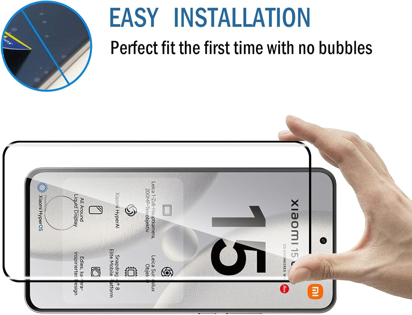 2 Pack 3D Compatible with Xiaomi 15 Pro/Xiaomi 15 Ultra Screen Protector, 3D Full Coverage 9H Tempered Glass Film, HD Clear Scratch Resistant, Bubble-Free