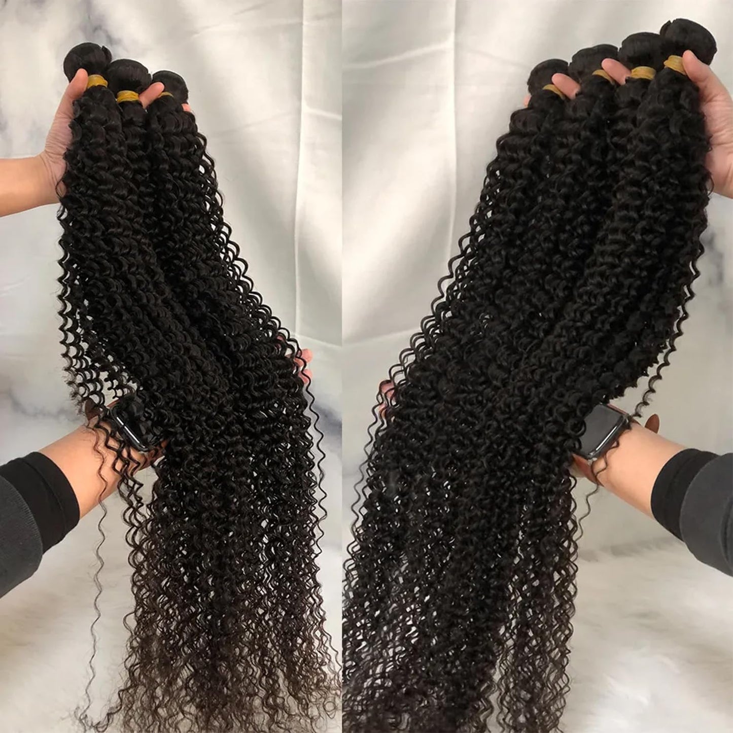 Curly Bundles Human Hair 22 24 26 Inch 100% Brazilian Kinky Curly Human Hair Bundles 12A Unprocessed Virgin Curly Weave Bundles Human Hair 3 Bundles Deals Natural Black