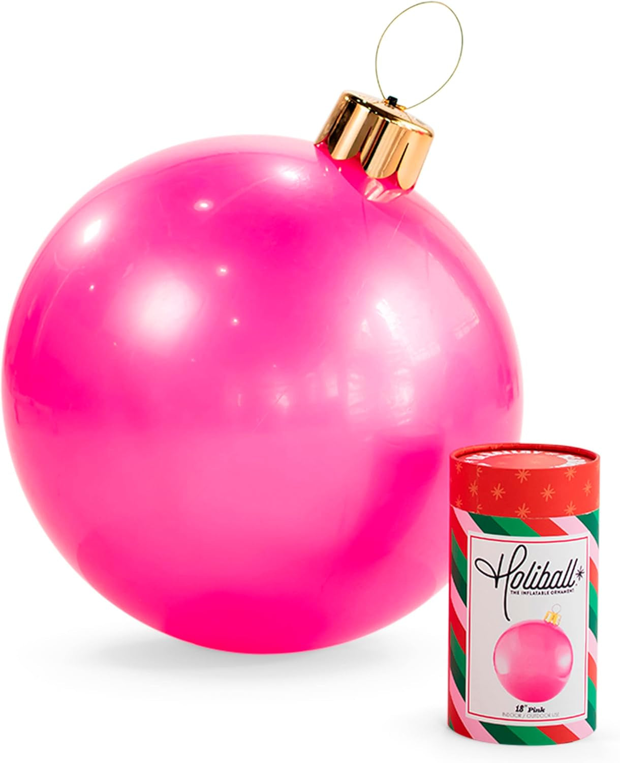 Inflatable Holiday Ornament – Indoor and Outdoor Use – Reusable and Storage Friendly – the Ultimate Holiday Decoration – 18" – Pink