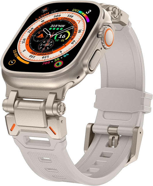 Band for Apple Watch Ultra/Ultra 2 Band 49Mm, Men Silicone Rubber Strap for Iwatch Series 10 46Mm, 9/8/7 45Mm, 6/5/4/SE 44Mm, 3/2/1 42Mm Rugged TPU Wristband